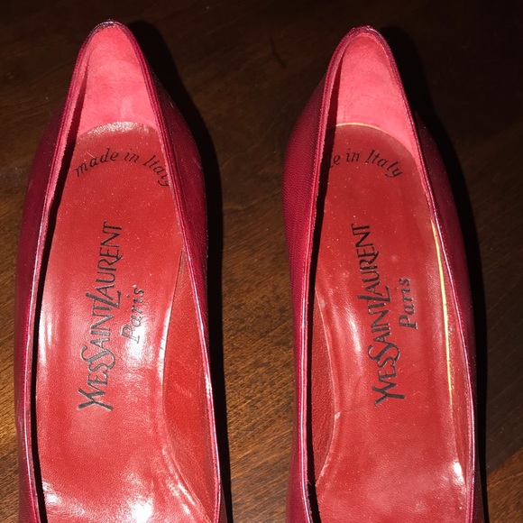 Vintage YSL Red leather pumps 7-1/2 Narrow - Picture 2 of 6